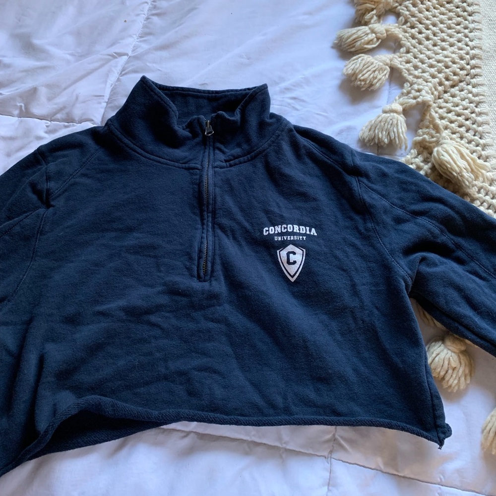 cropped quarter zip up sweatshirt